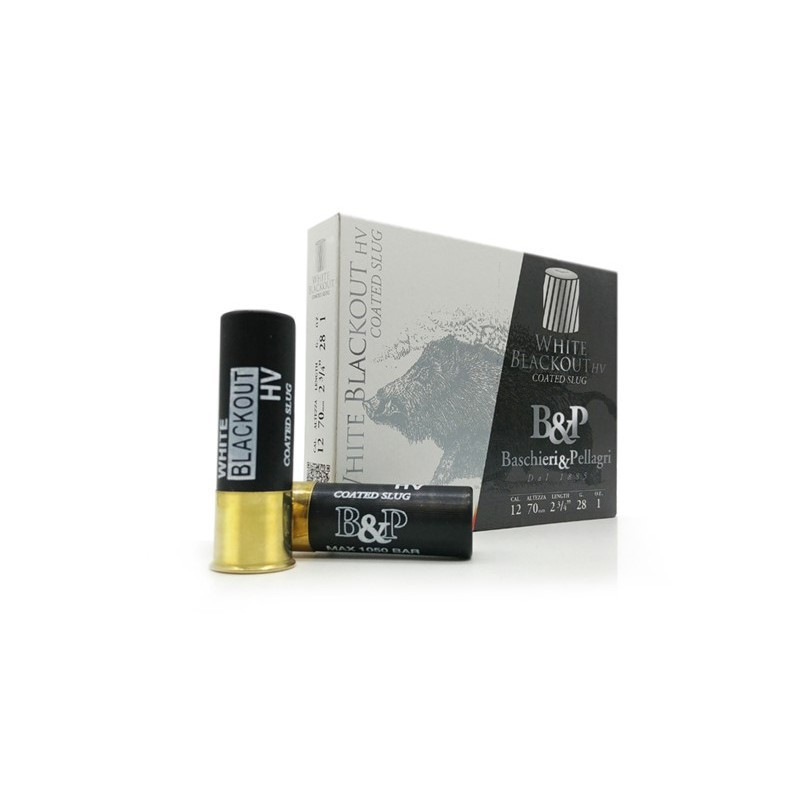 CARTOUCHES B&P BIG GAME WHITE BLACKOUT 28 HV CALIBRE 12 - 28G - BALLE WHITE CARTOUCHES B&P BIG GAME WHITE BLACKOUT 28 HV CALIBRE 12 - 28G - BALLE WHITE