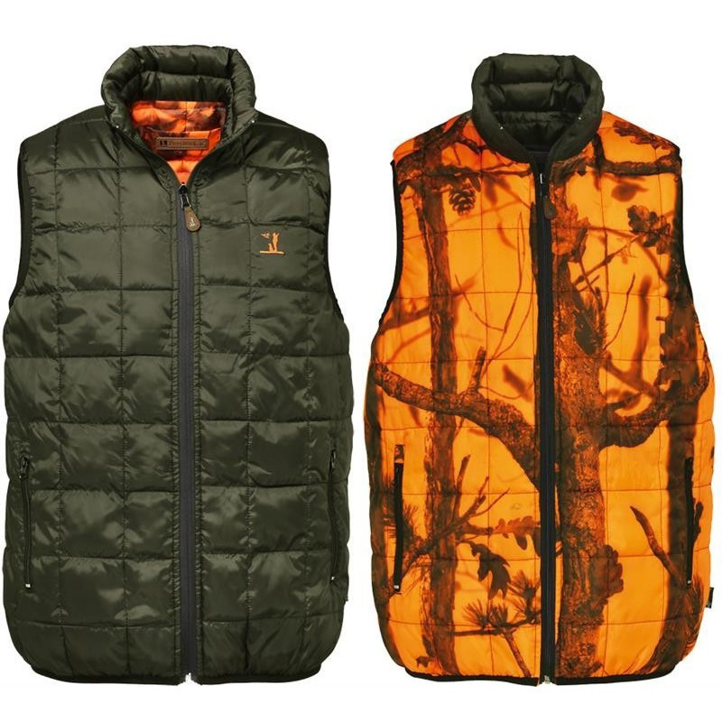 GILET CHASSE PERCUSSION WARM REVERSIBLE KAKI BLAZE-S